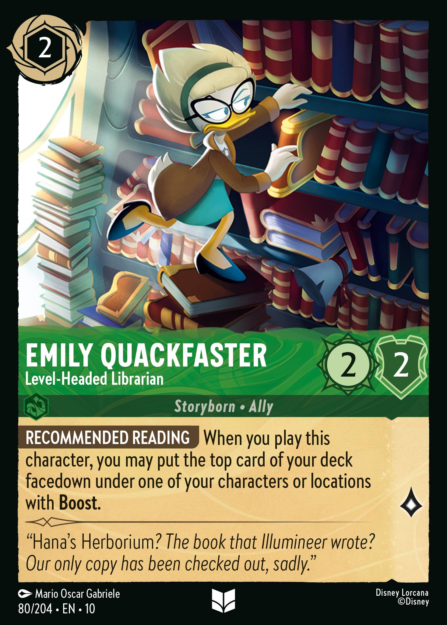 Emily Quackfaster — Level-Headed Librarian Disney Lorcana card