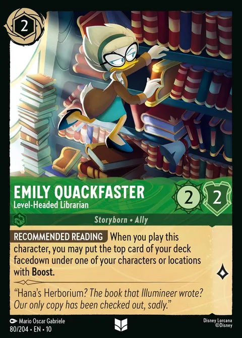 Emily Quackfaster — Level-Headed Librarian Disney Lorcana card