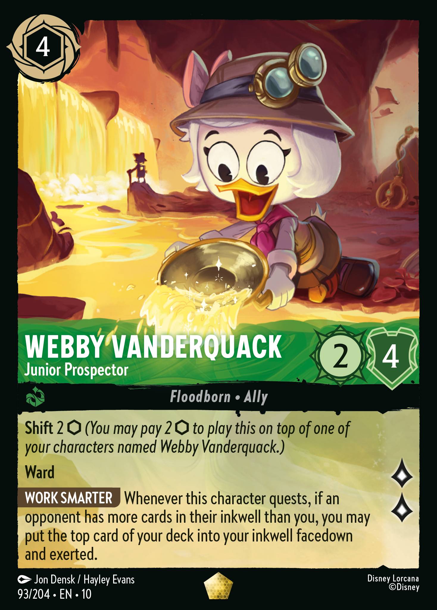 Webby Vanderquack — Junior Prospector Disney Lorcana card