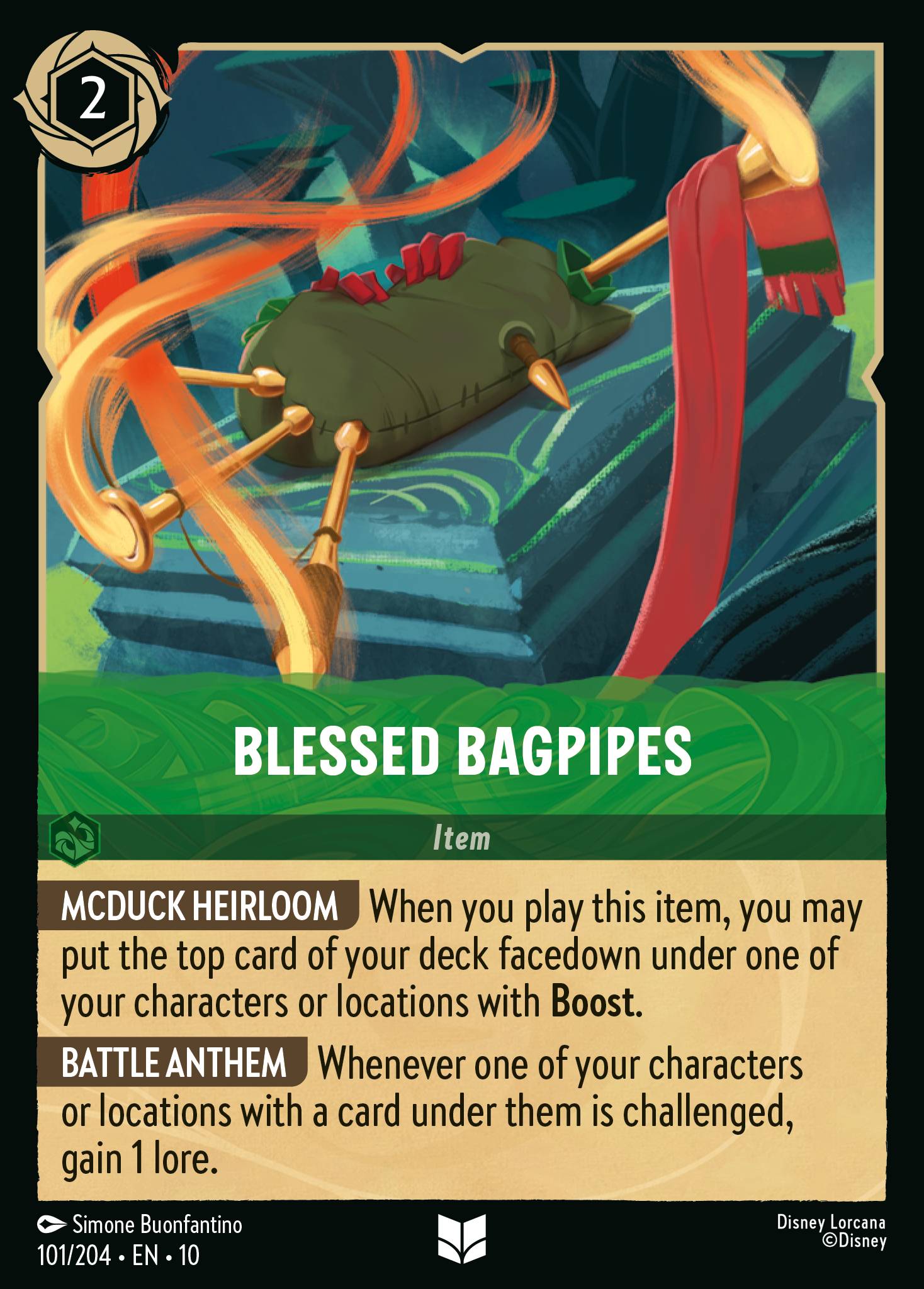 Blessed Bagpipes Disney Lorcana card