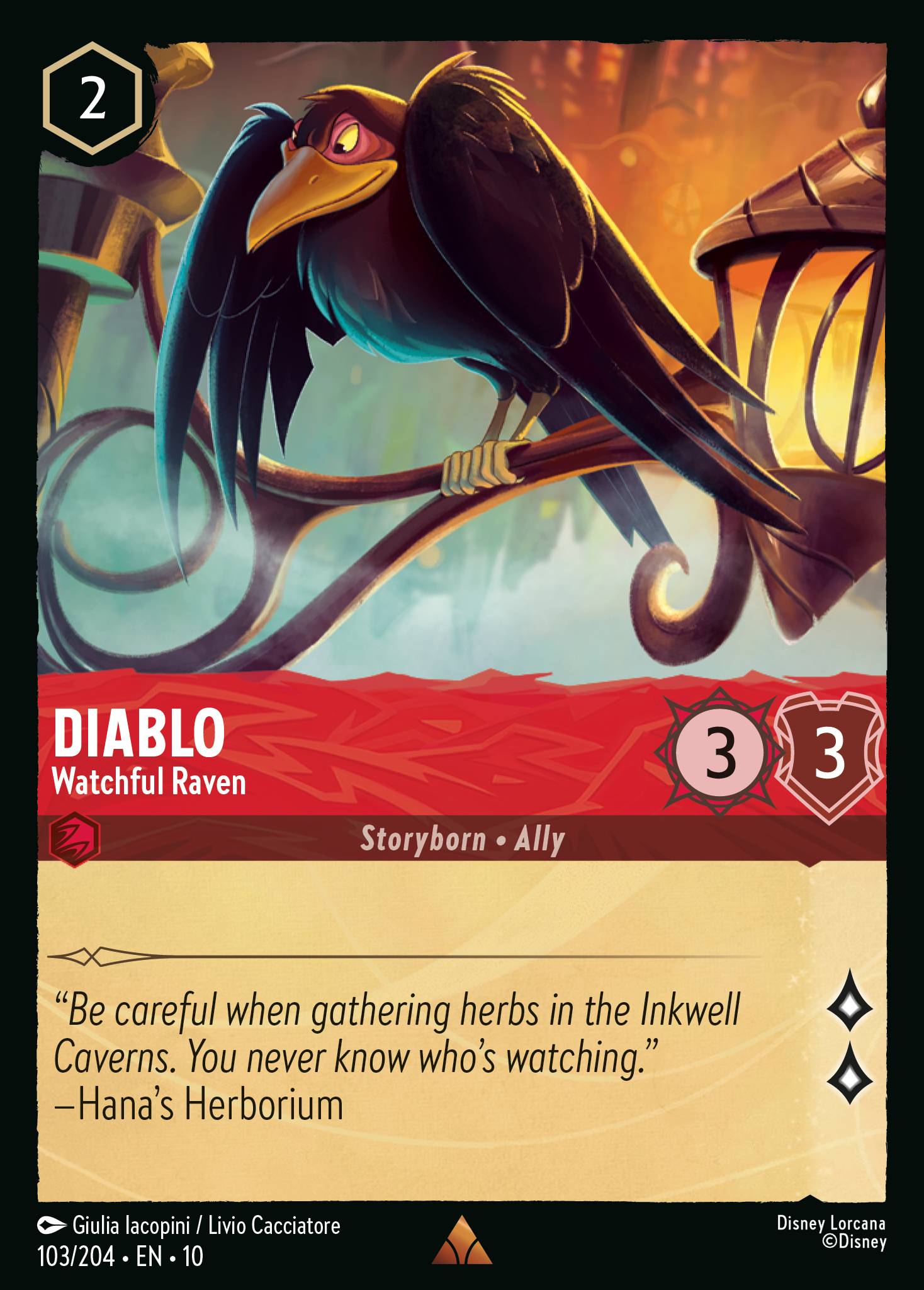 Diablo — Watchful Raven Disney Lorcana card