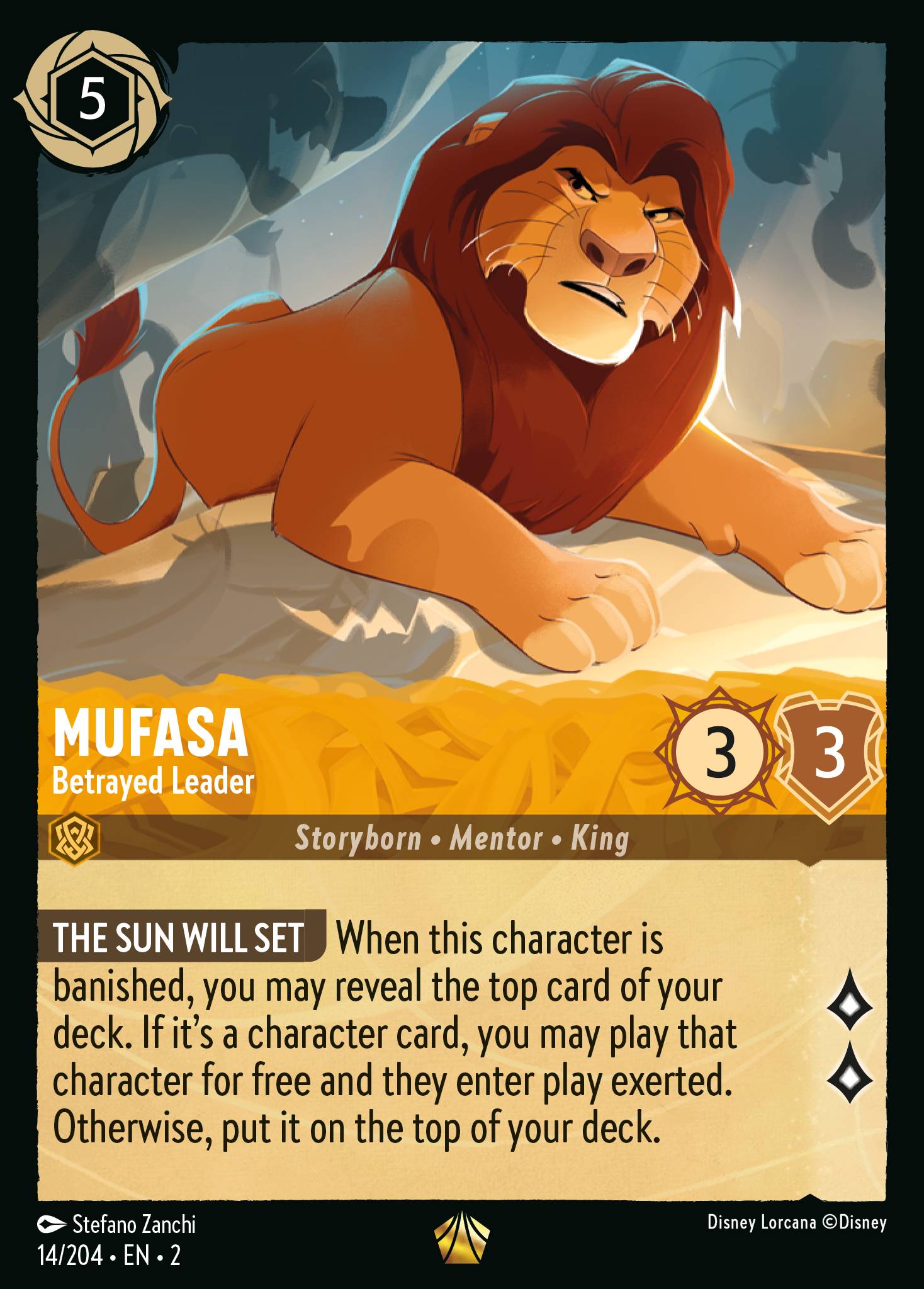 Mufasa — Betrayed Leader Disney Lorcana card