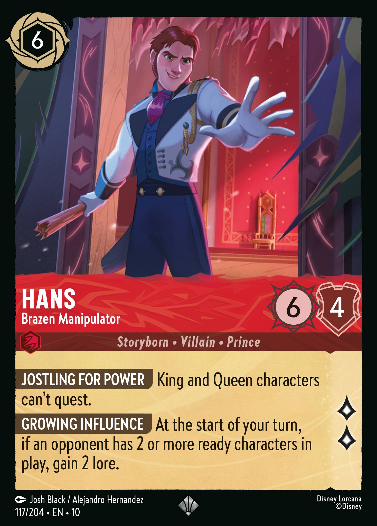 Hans — Brazen Manipulator Disney Lorcana card