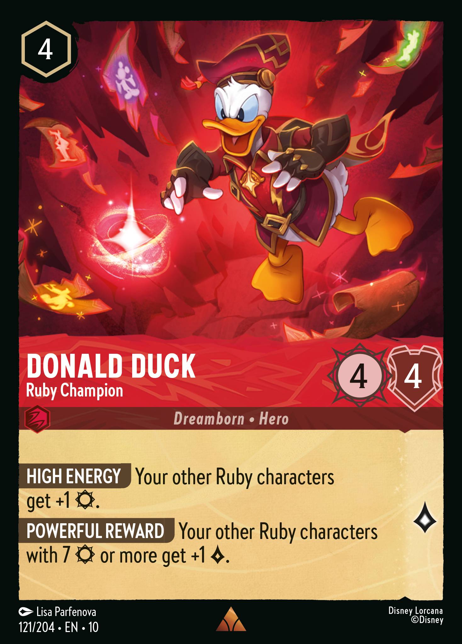 Donald Duck — Ruby Champion Disney Lorcana card