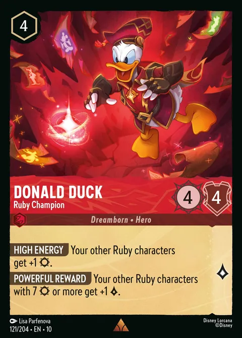 Donald Duck — Ruby Champion Disney Lorcana card