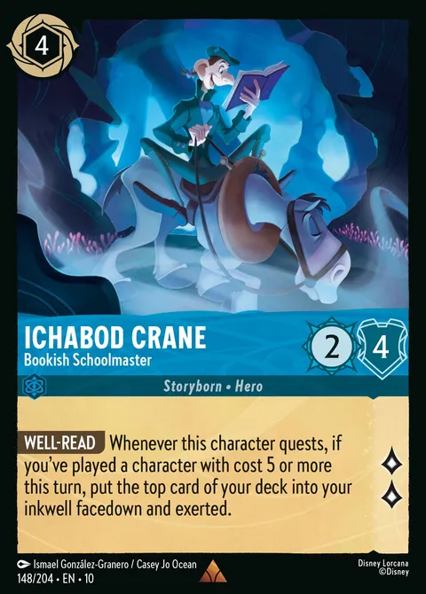 Ichabod Crane — Bookish Schoolmaster Disney Lorcana card