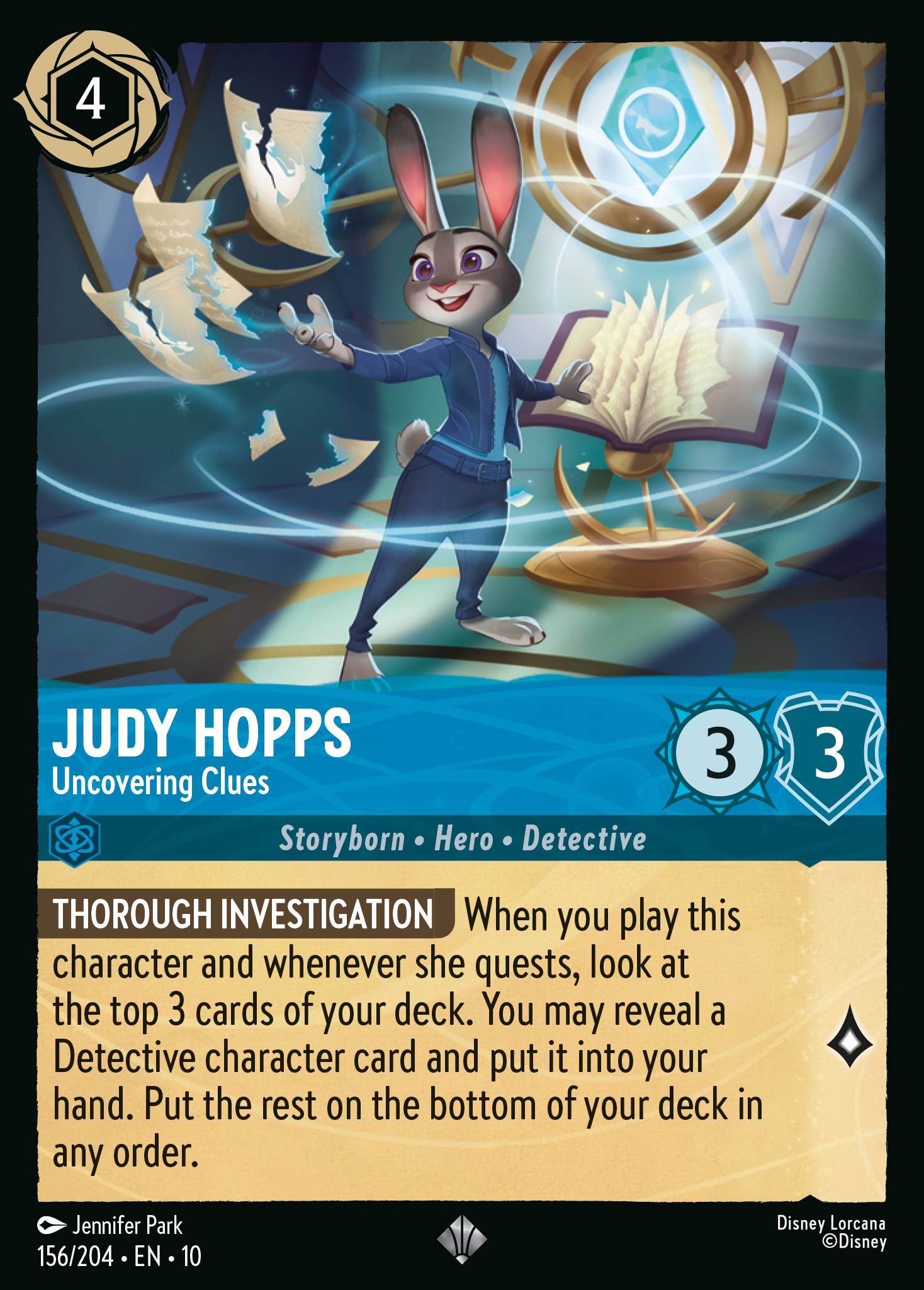 Judy Hopps — Uncovering Clues Disney Lorcana card
