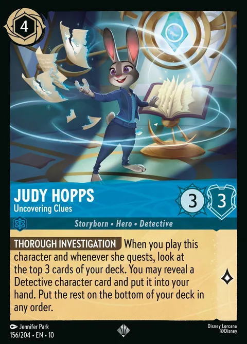Judy Hopps — Uncovering Clues Disney Lorcana card