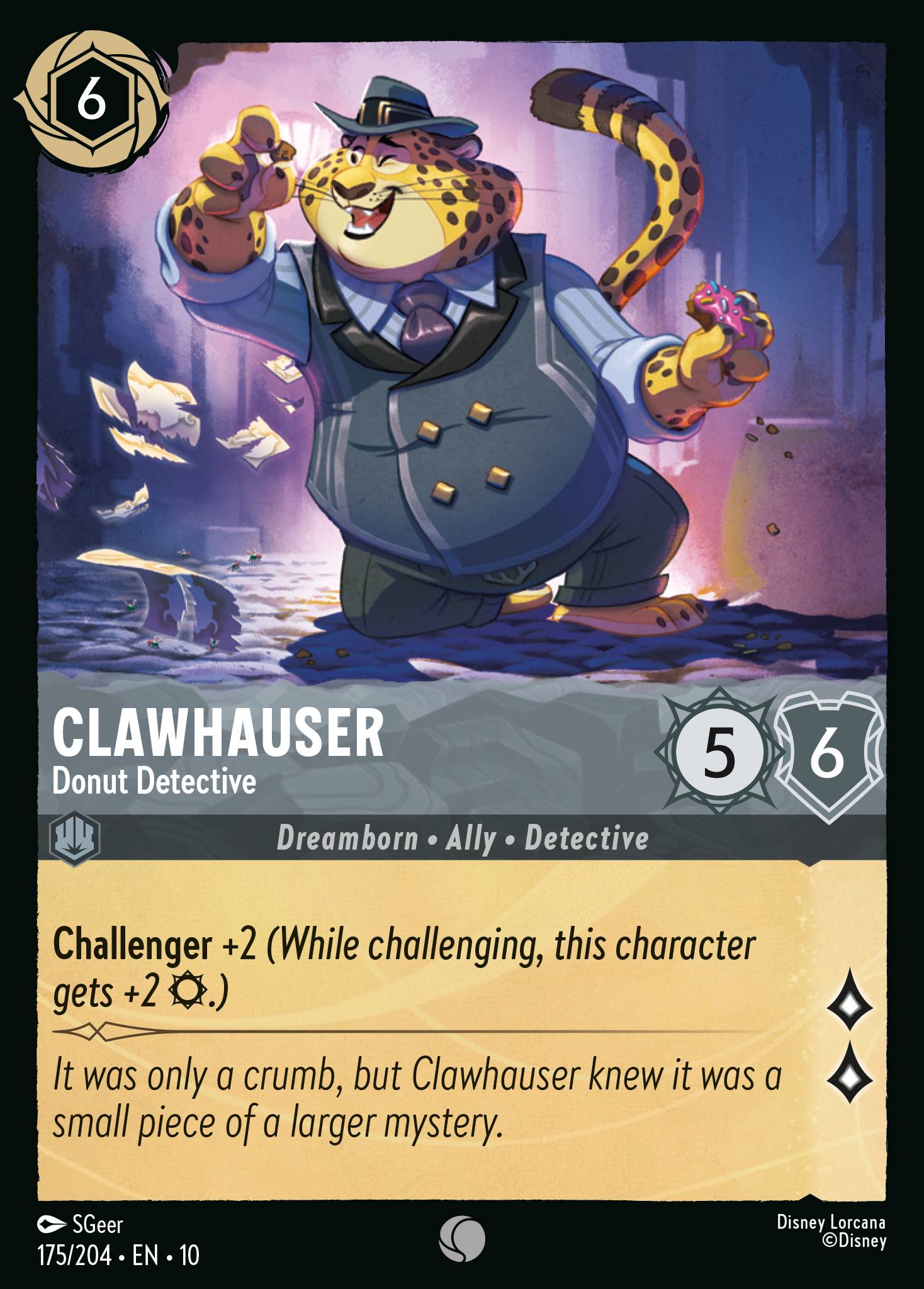 Clawhauser — Donut Detective Disney Lorcana card