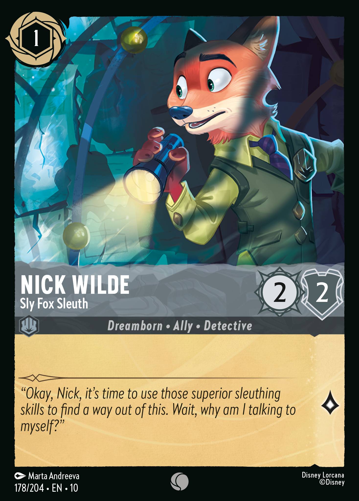 Nick Wilde — Sly Fox Sleuth Disney Lorcana card