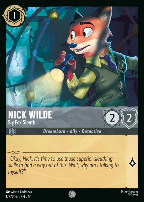 Nick Wilde — Sly Fox Sleuth Disney Lorcana card