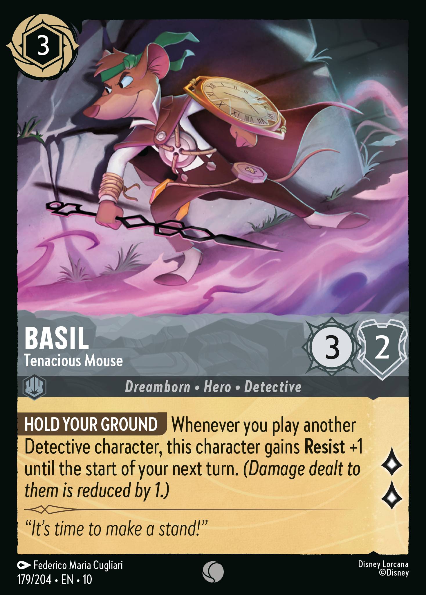 Basil — Tenacious Mouse Disney Lorcana card