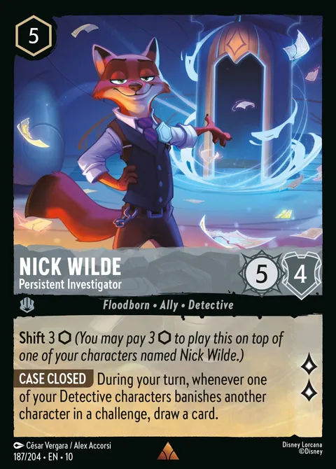 Nick Wilde — Persistent Investigator Disney Lorcana card