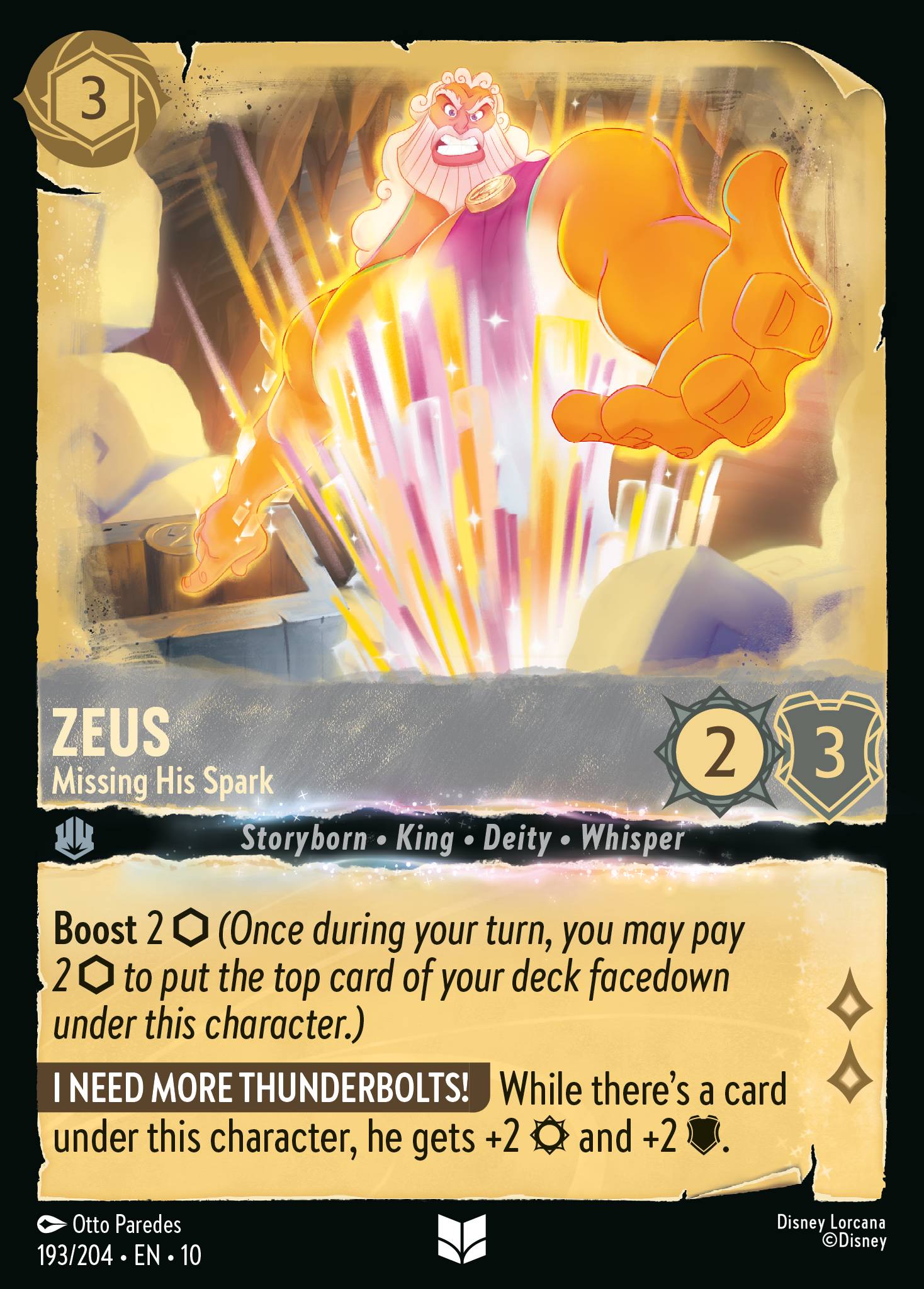 Zeus — Missing His Spark Disney Lorcana card