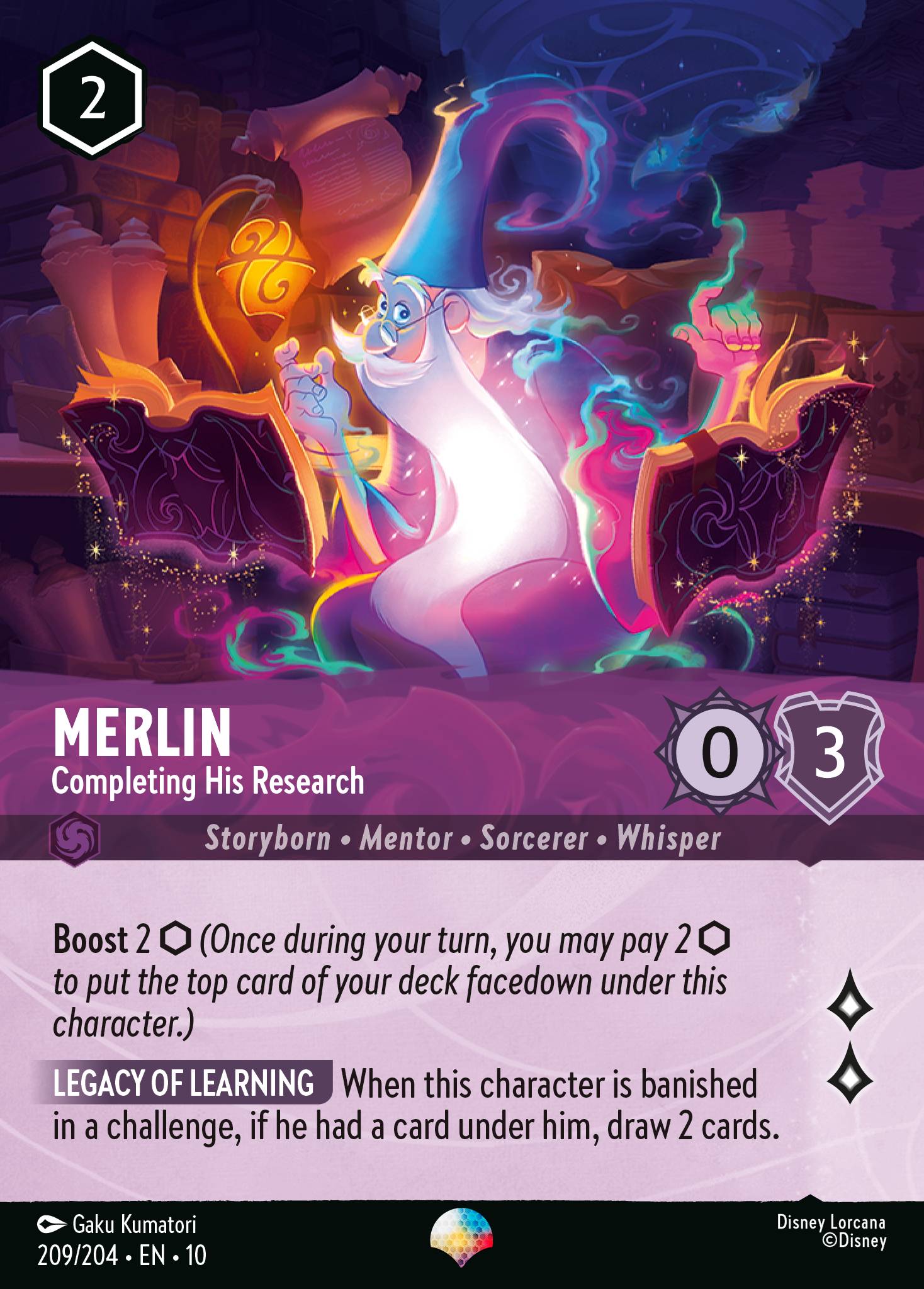 Merlin — Completing His Research Disney Lorcana card