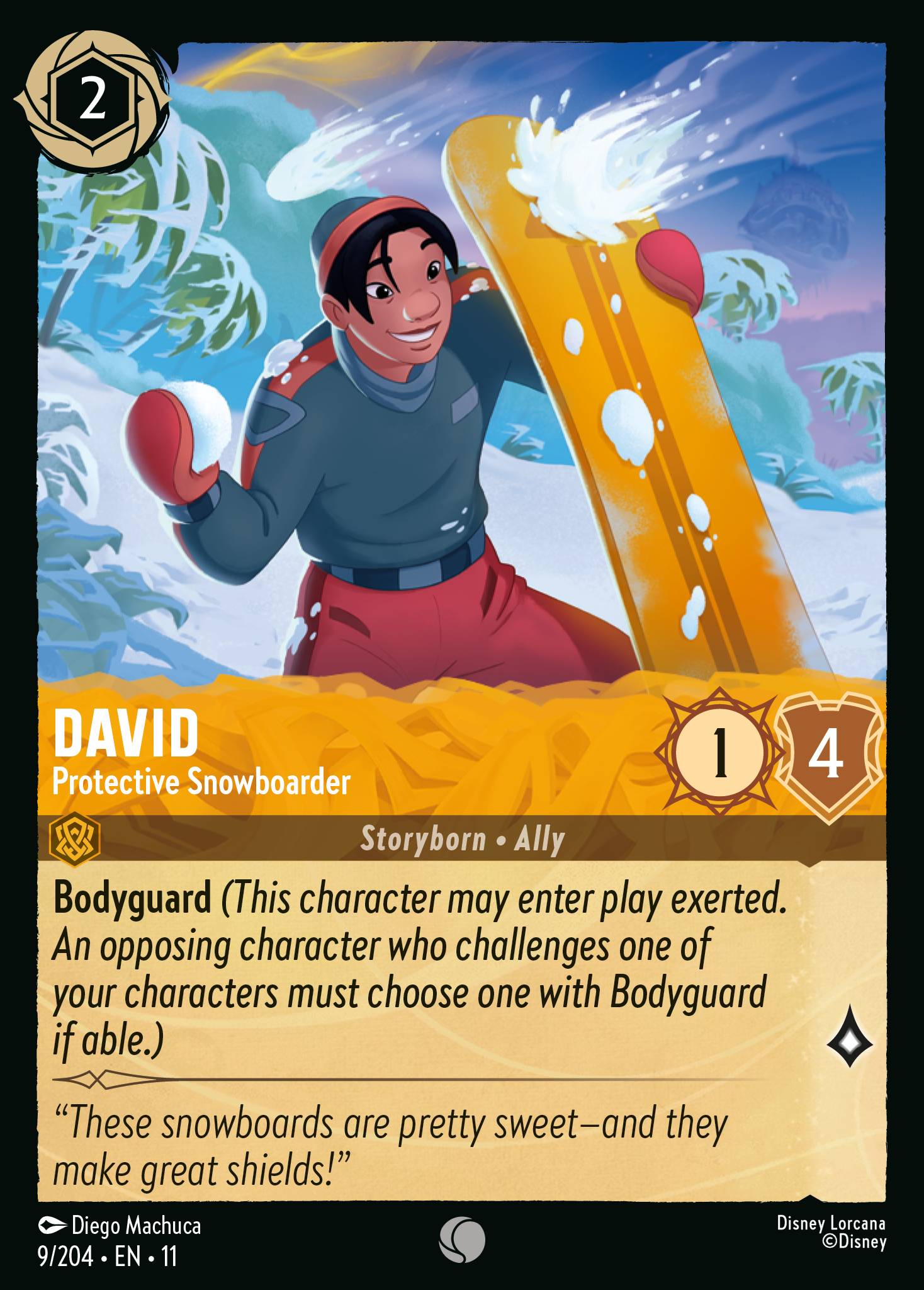 David — Protective Snowboarder Disney Lorcana card