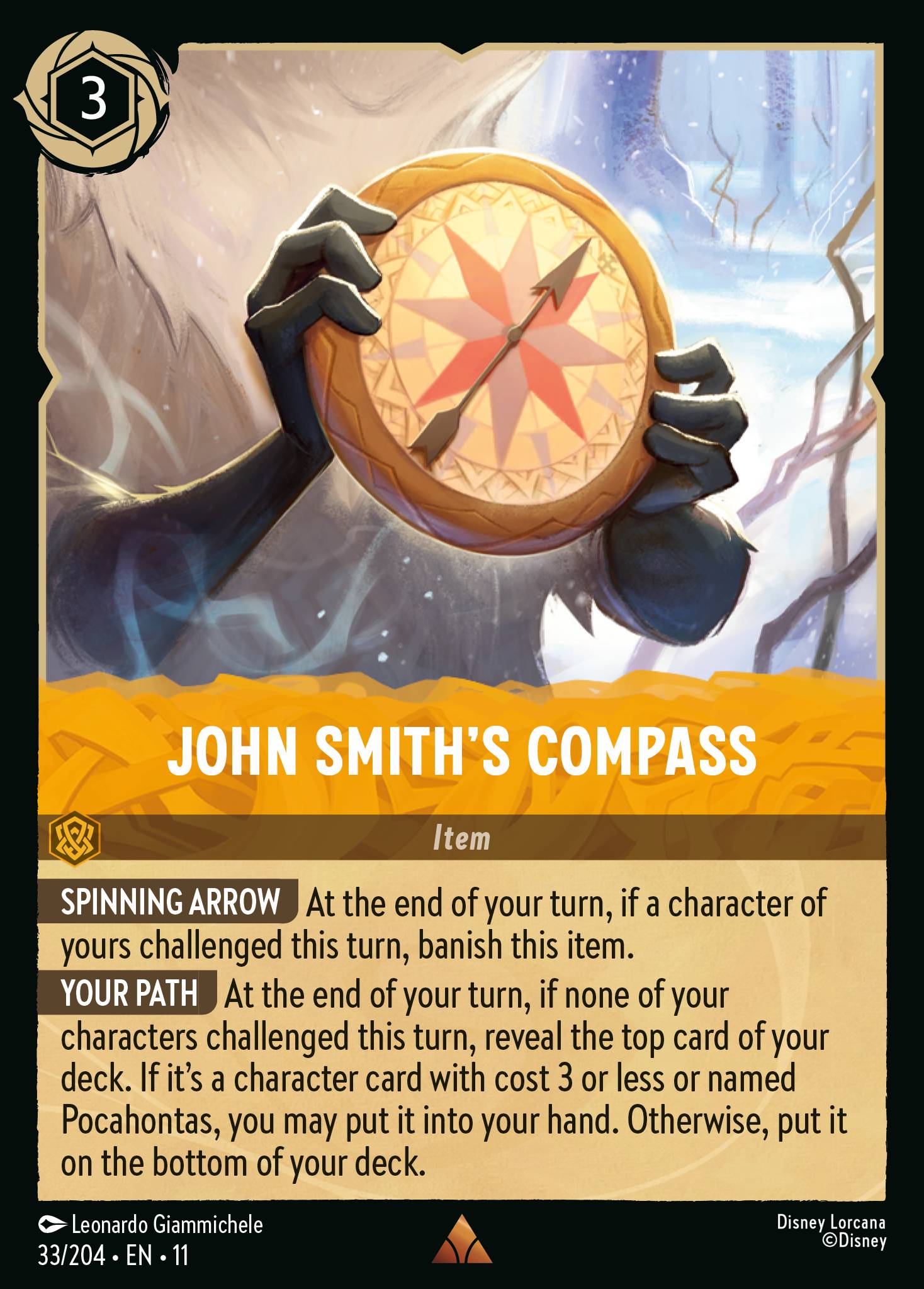 John Smith's Compass Disney Lorcana card