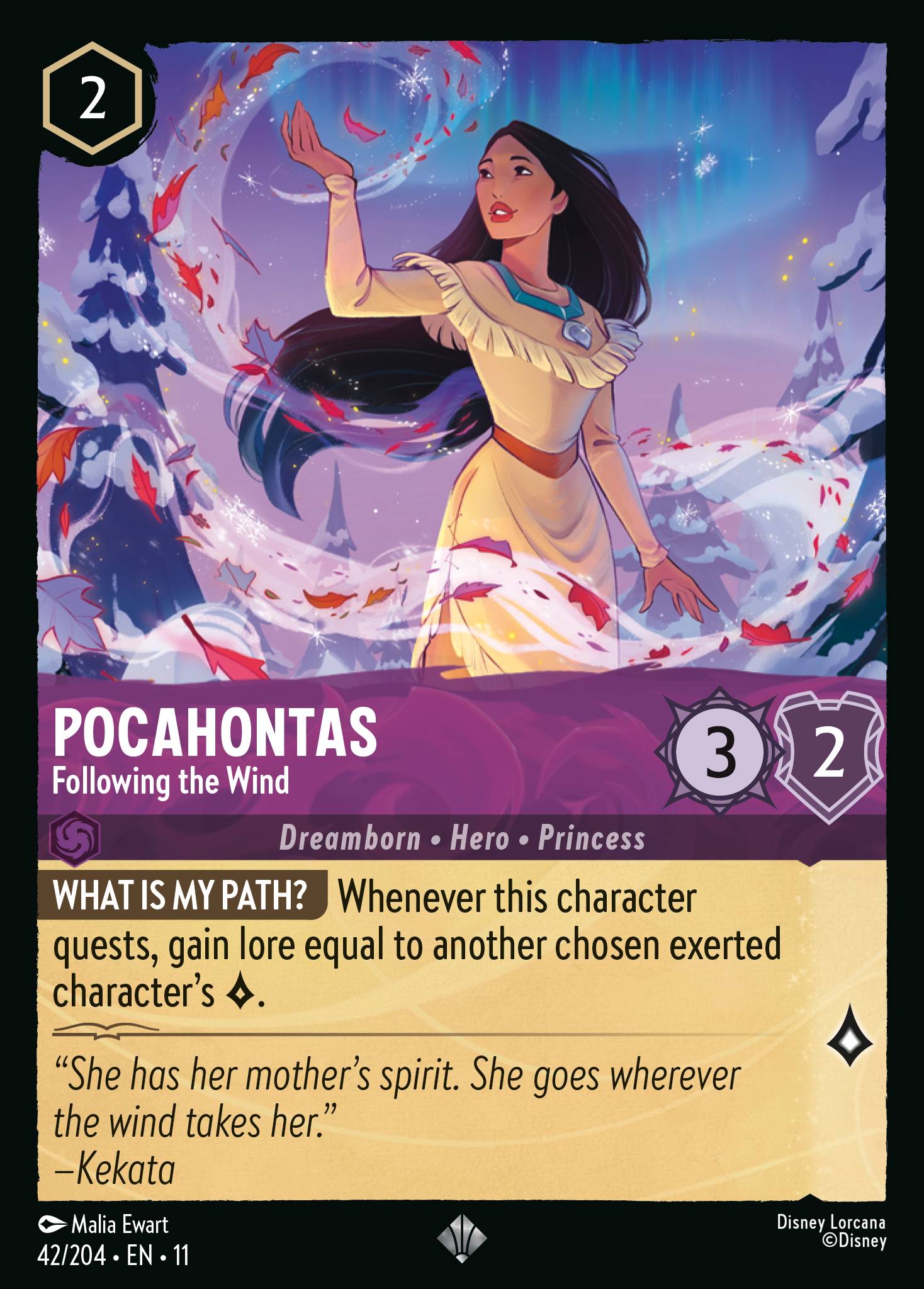 Pocahontas — Following the Wind Disney Lorcana card
