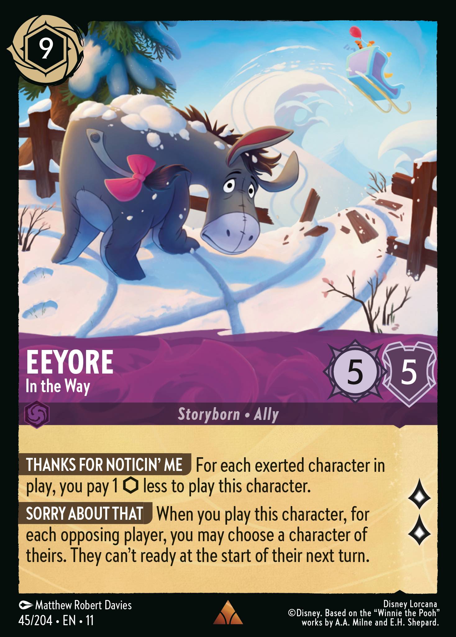 Eeyore — In the Way Disney Lorcana card