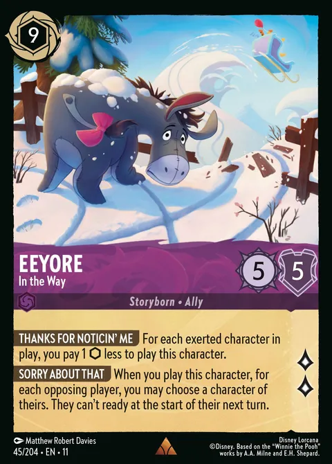 Eeyore — In the Way Disney Lorcana card
