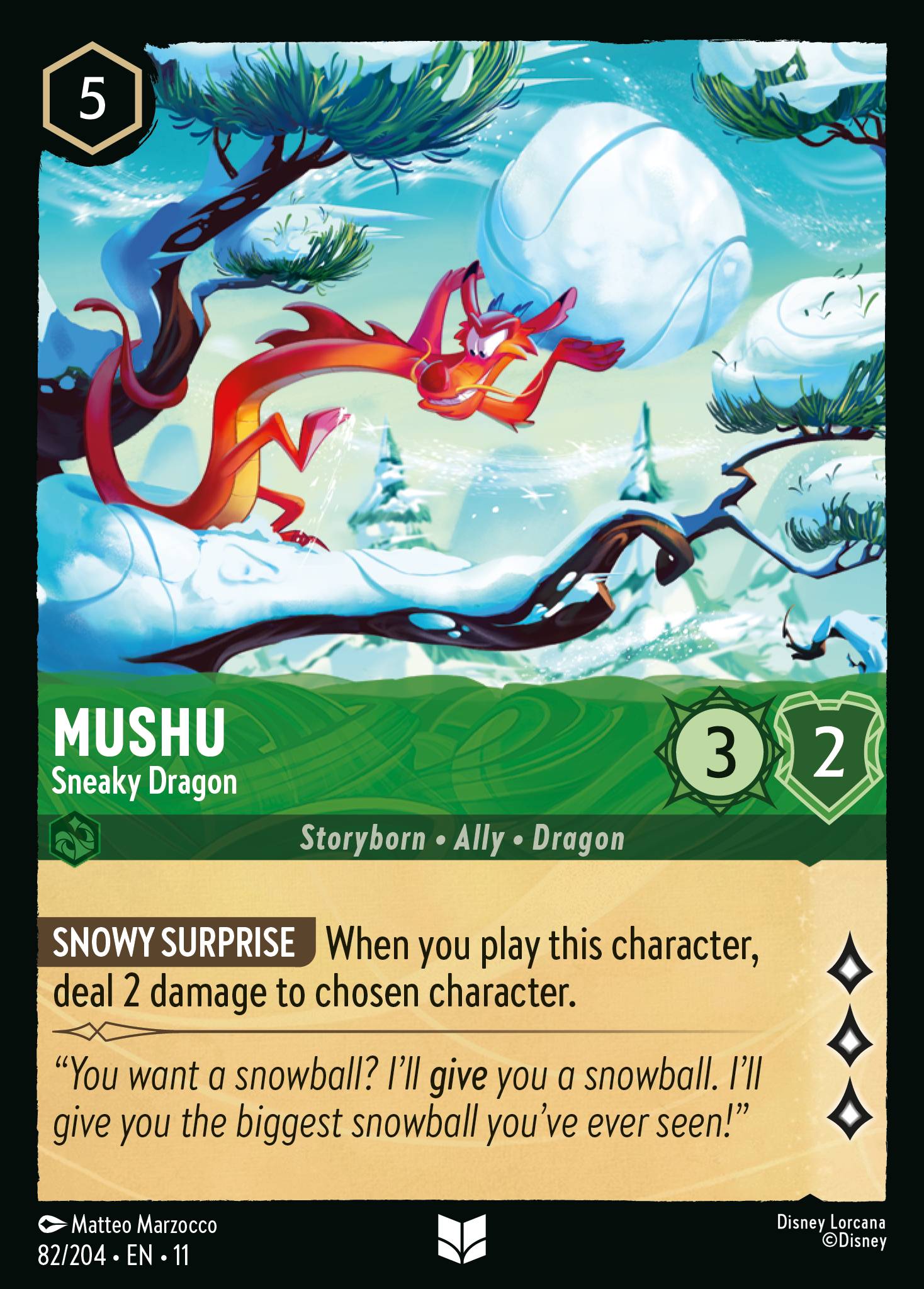 Mushu — Sneaky Dragon Disney Lorcana card