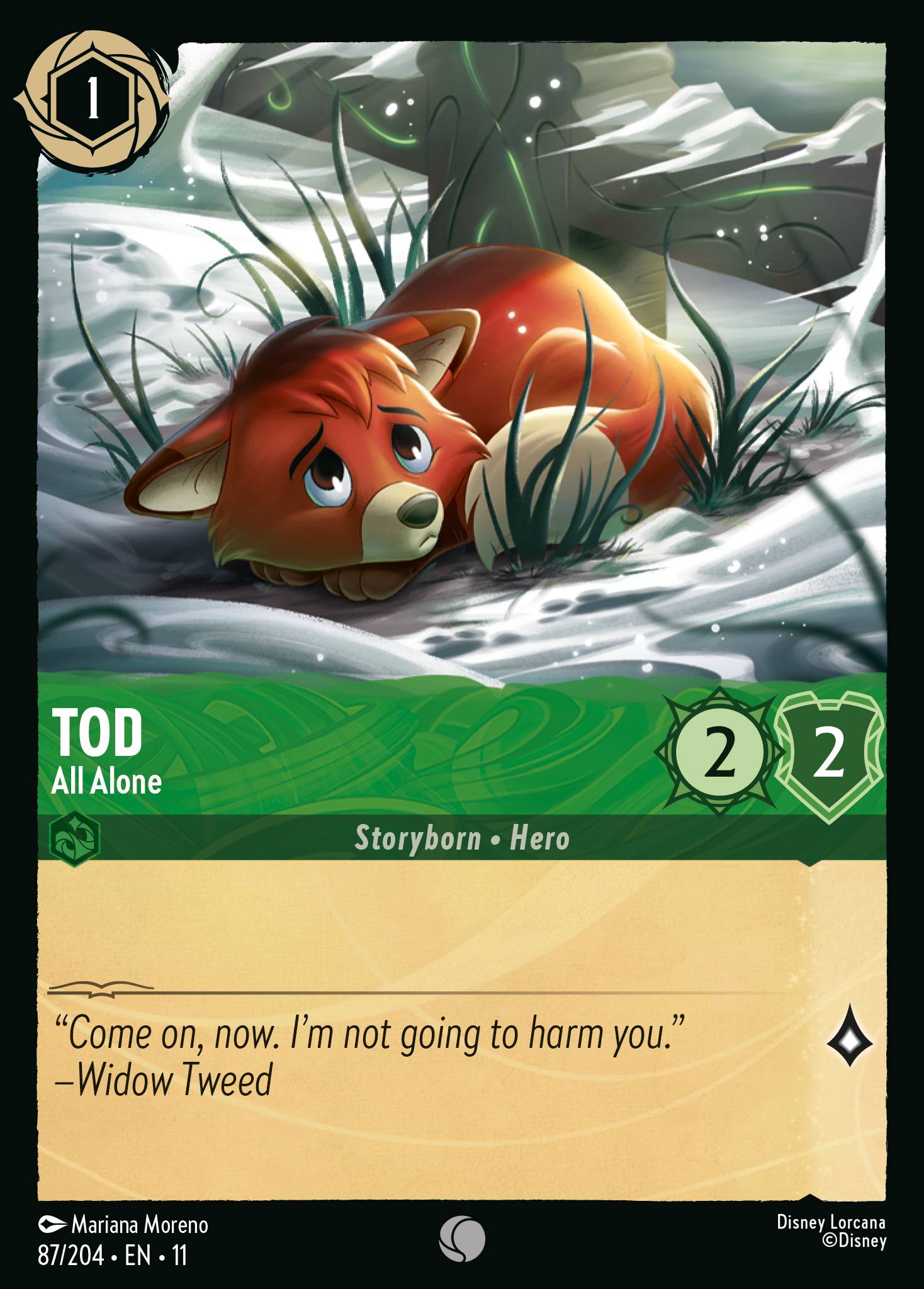 Tod — All Alone Disney Lorcana card