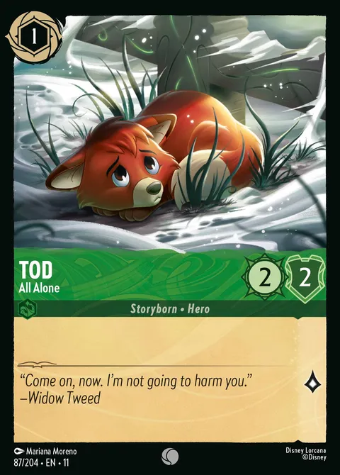 Tod — All Alone Disney Lorcana card