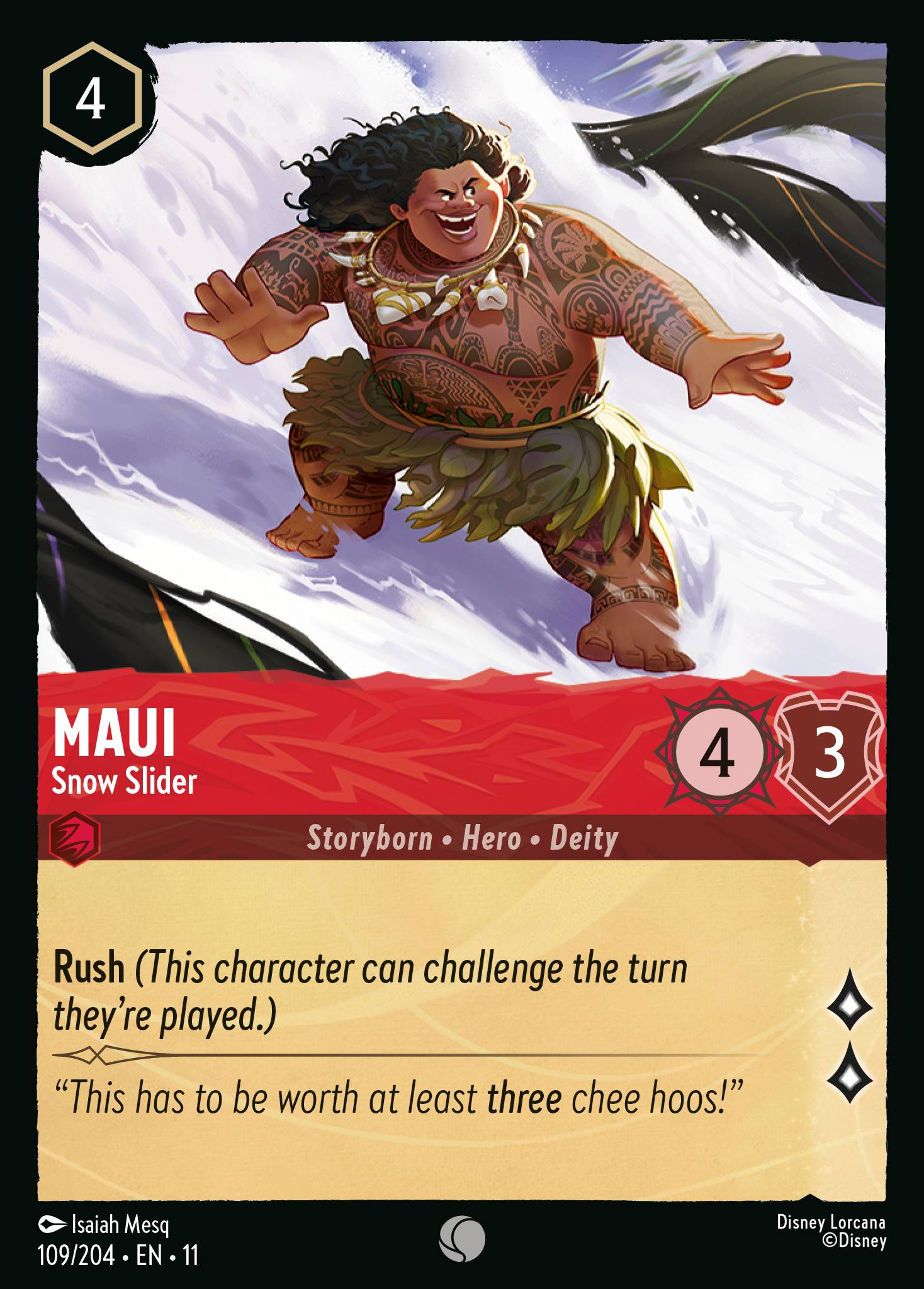 Maui — Snow Slider Disney Lorcana card