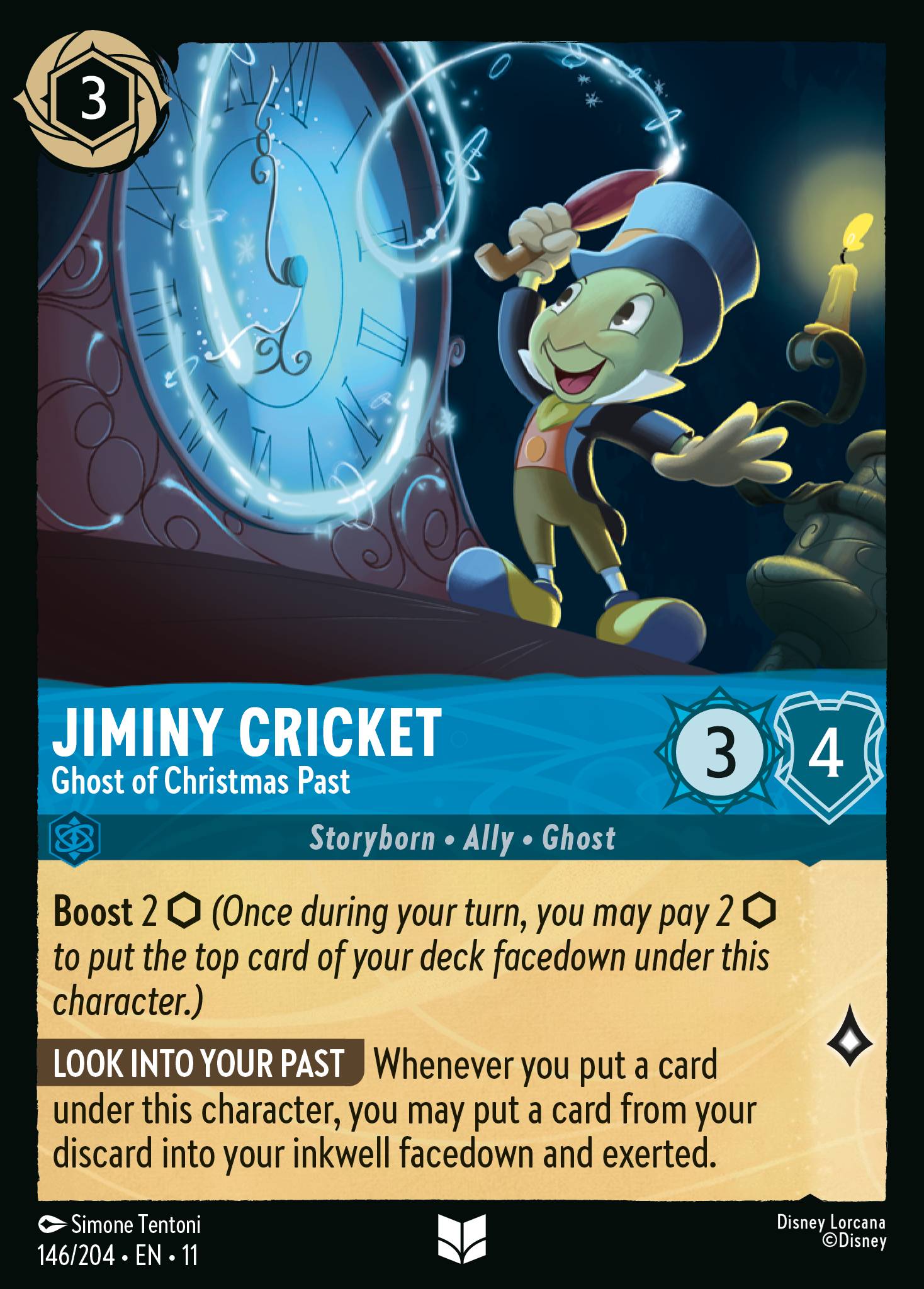Jiminy Cricket — Ghost of Christmas Past Disney Lorcana card