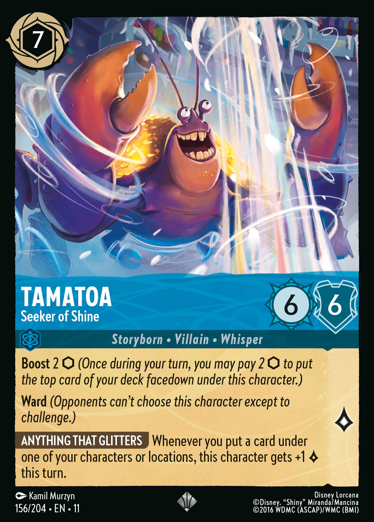 Tamatoa — Seeker of Shine Disney Lorcana card
