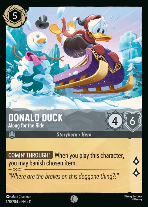 Donald Duck — Along for the Ride Disney Lorcana card