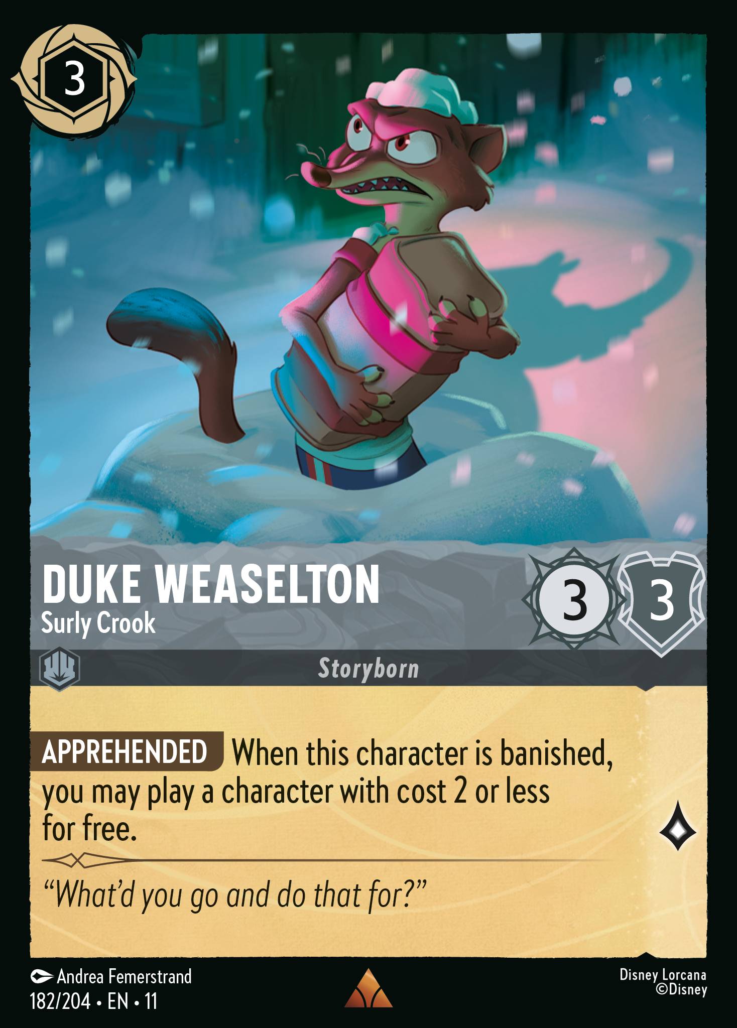 Duke Weaselton — Surly Crook Disney Lorcana card