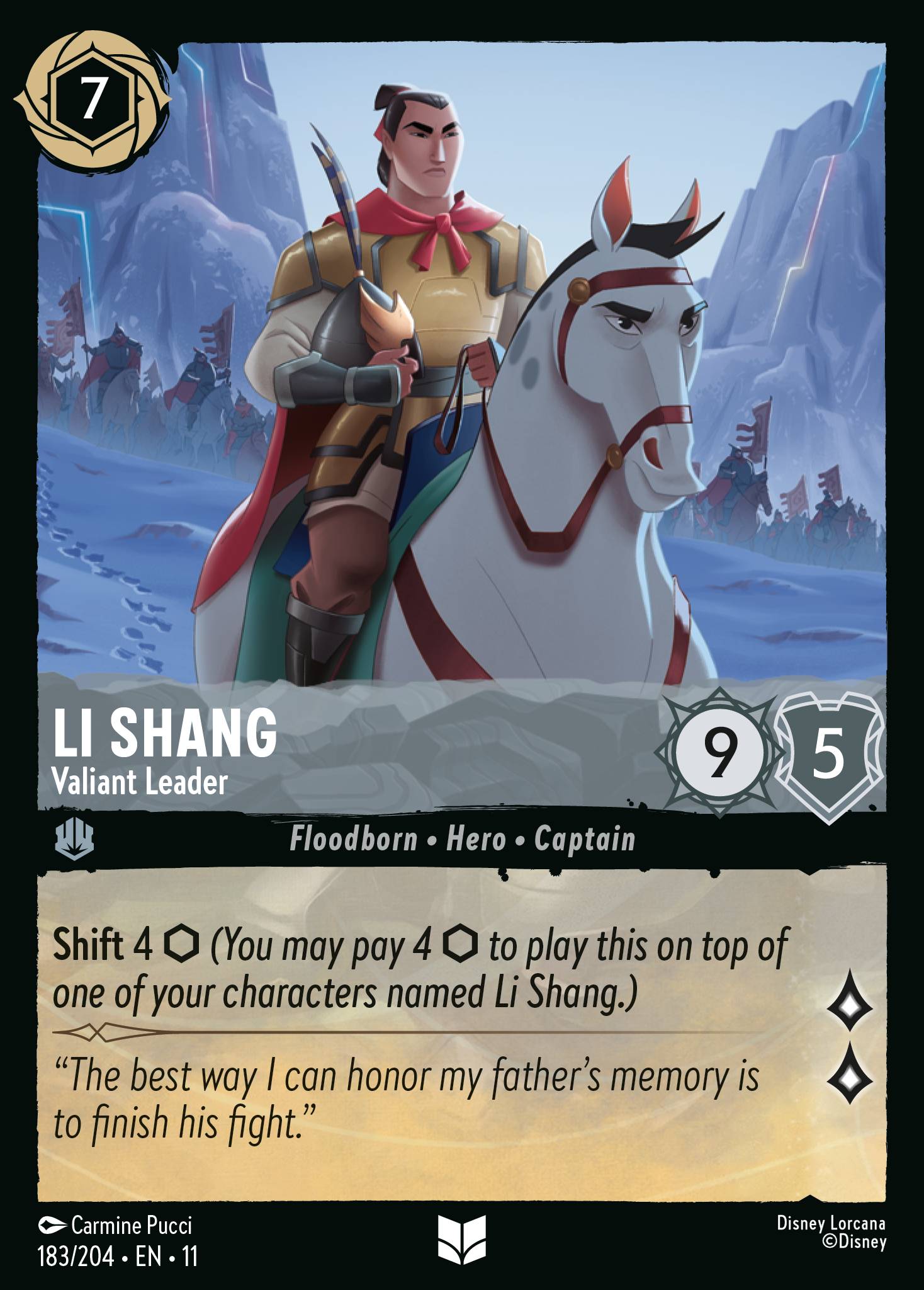 Li Shang — Valiant Leader Disney Lorcana card