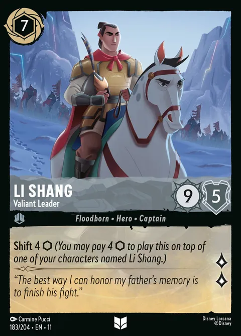 Li Shang — Valiant Leader Disney Lorcana card