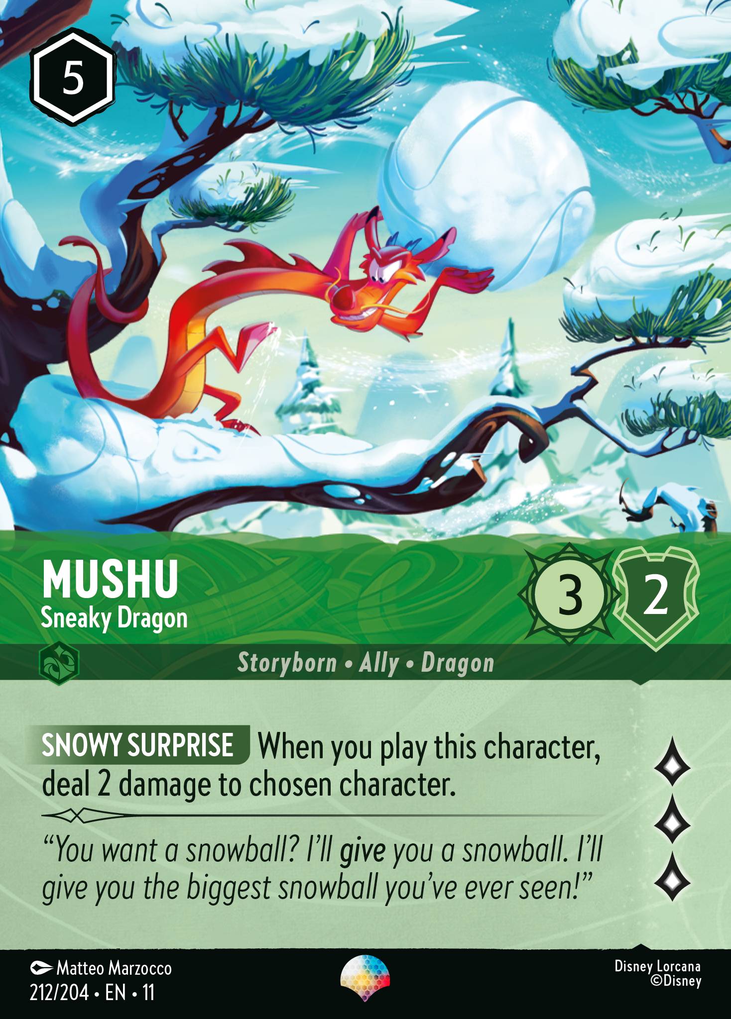 Mushu — Sneaky Dragon Disney Lorcana card