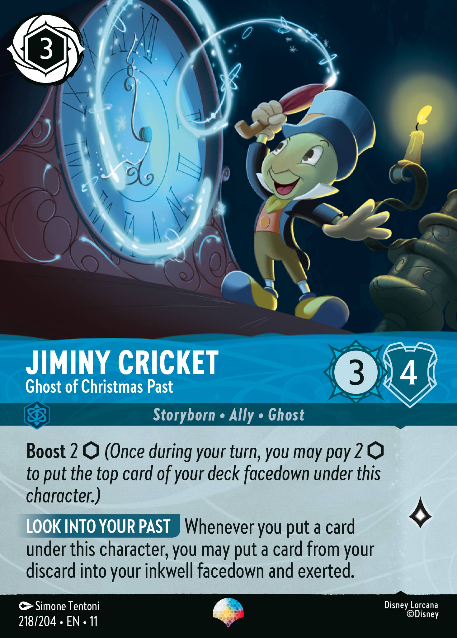 Jiminy Cricket — Ghost of Christmas Past Disney Lorcana card