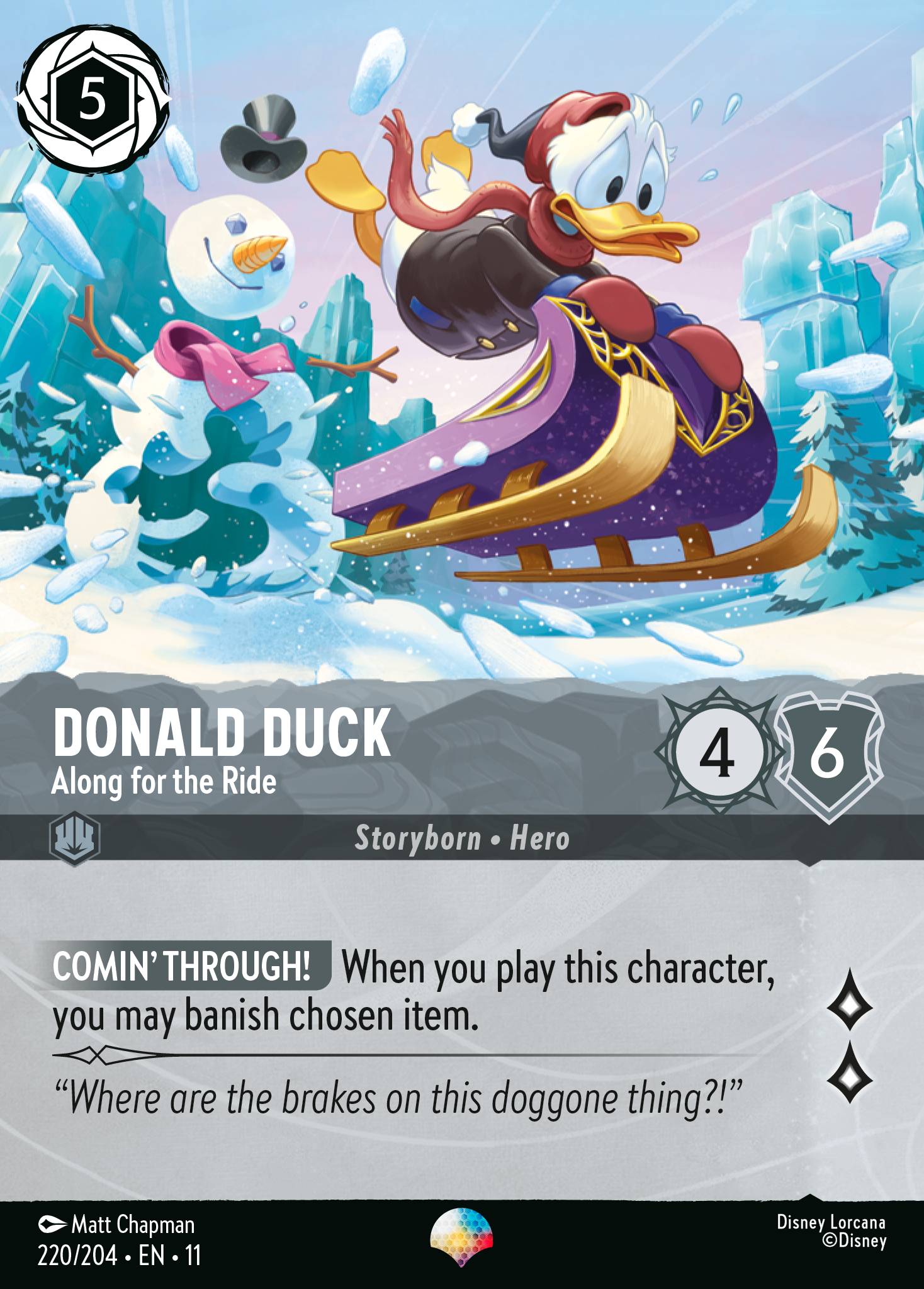 Donald Duck — Along for the Ride Disney Lorcana card