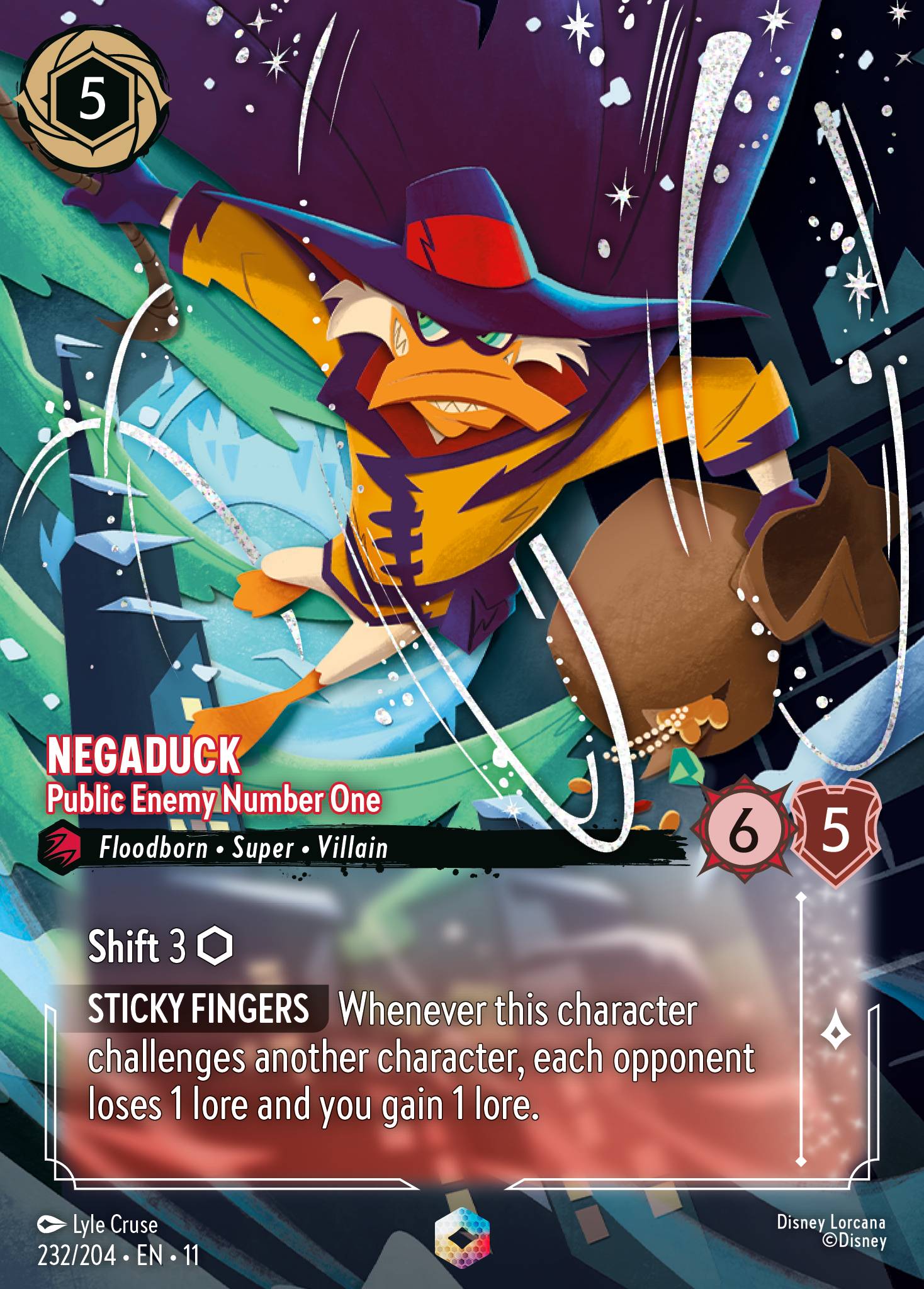 Negaduck — Public Enemy Number One Disney Lorcana card