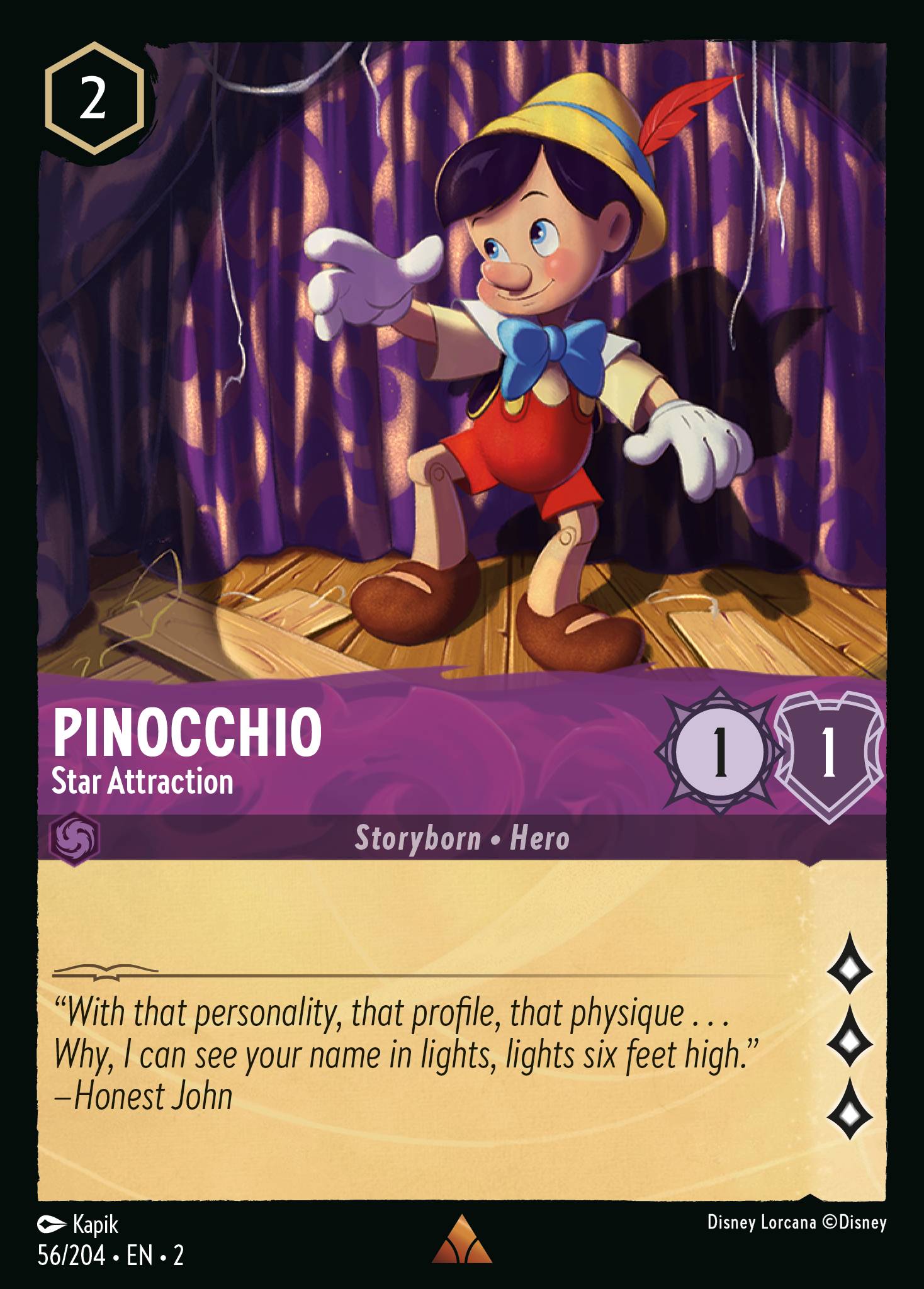 Pinocchio — Star Attraction Disney Lorcana card