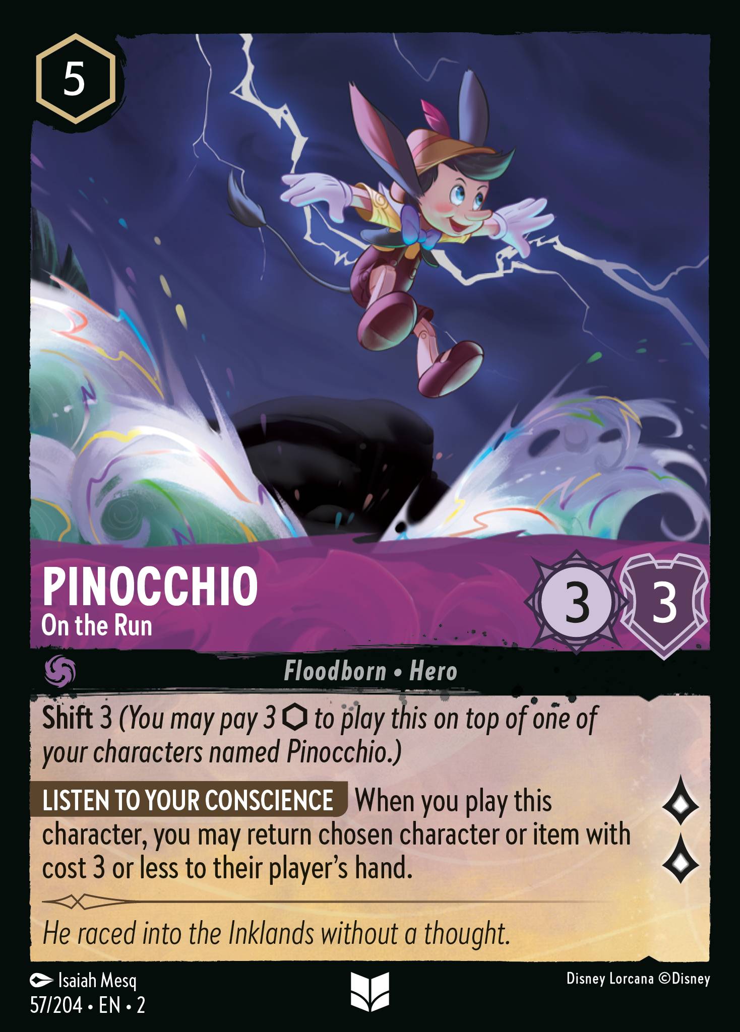 Pinocchio — On the Run Disney Lorcana card