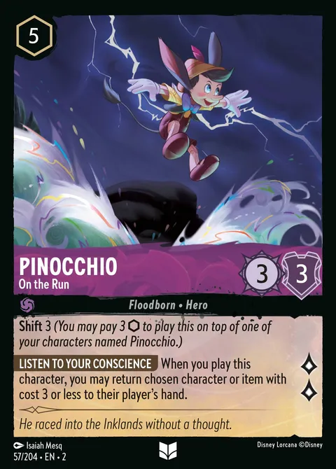 Pinocchio — On the Run Disney Lorcana card