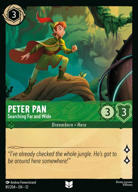 Peter Pan — Searching Far and Wide Disney Lorcana card
