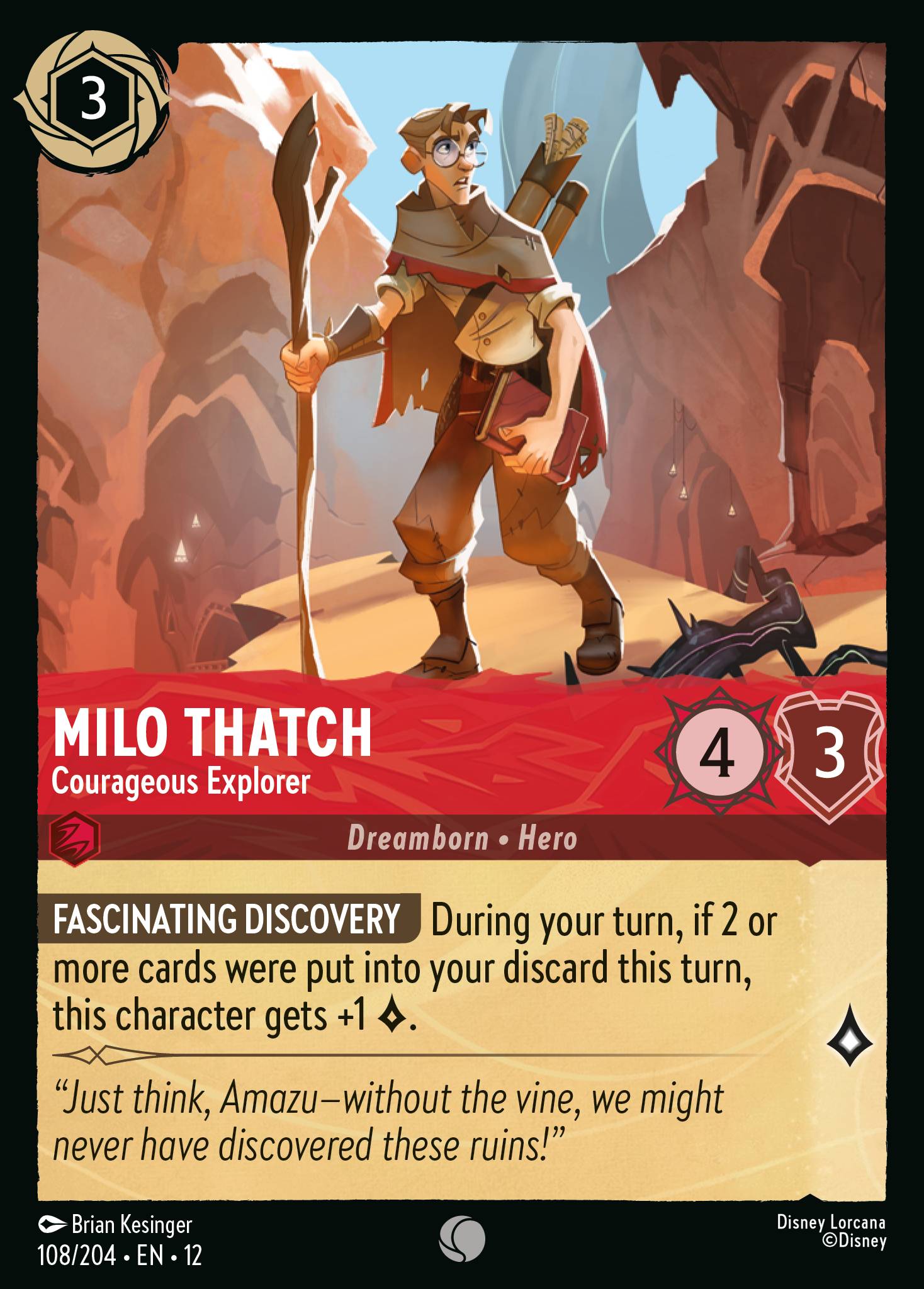 Milo Thatch — Courageous Explorer Disney Lorcana card