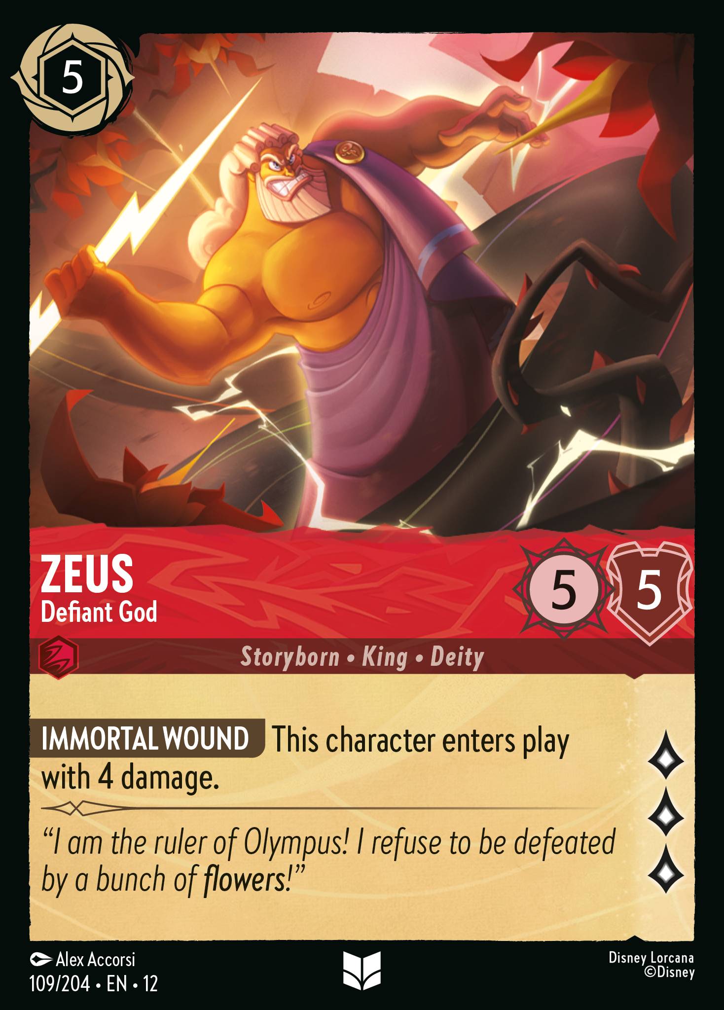 Zeus — Defiant God Disney Lorcana card