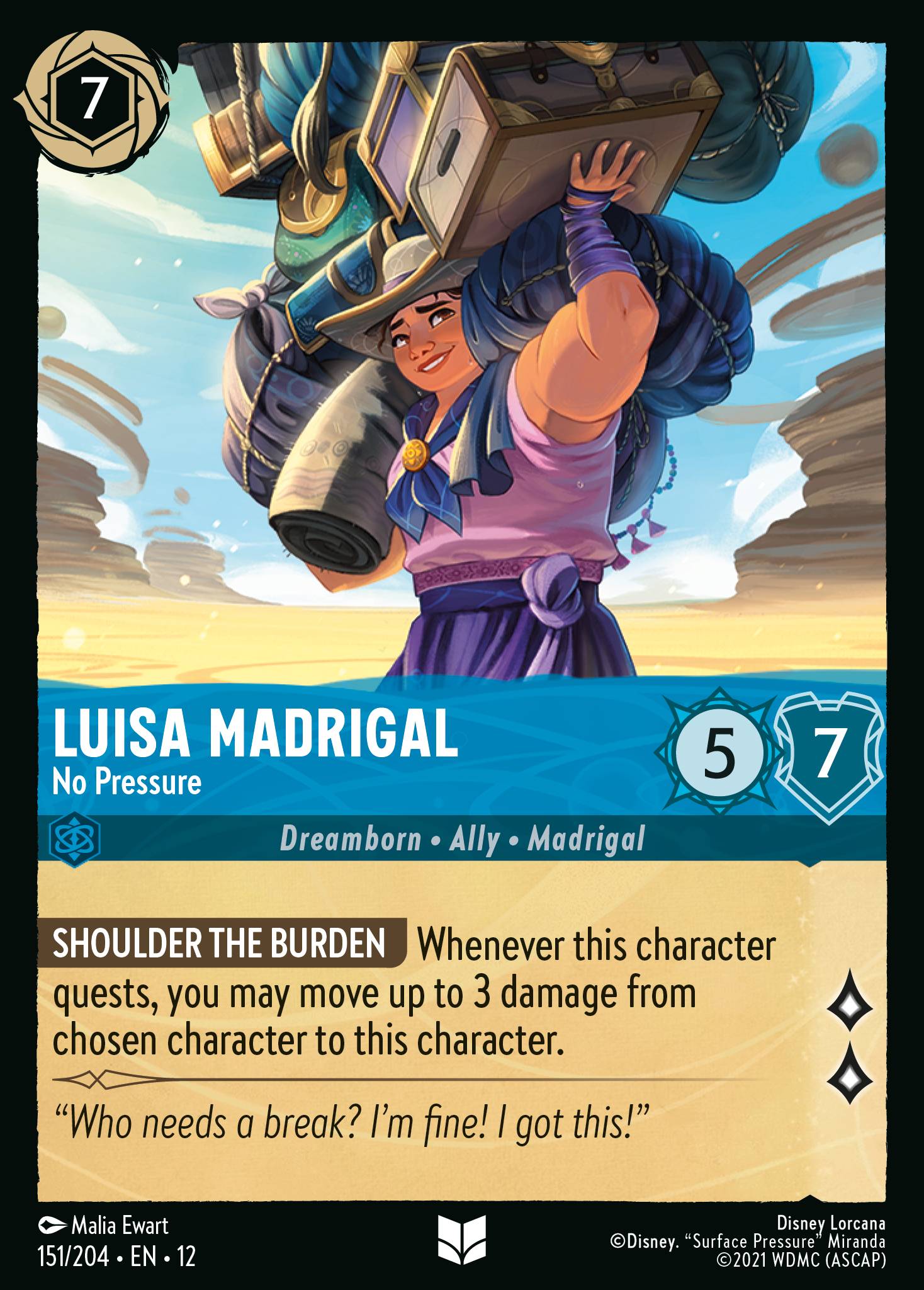 Luisa Madrigal — No Pressure Disney Lorcana card