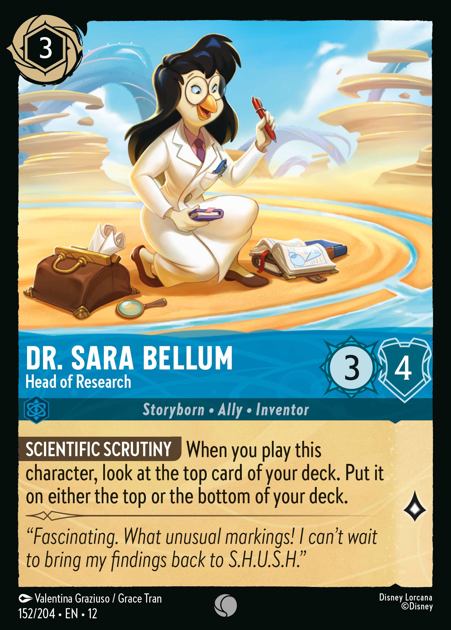 Dr. Sara Bellum — Head of Research Disney Lorcana card