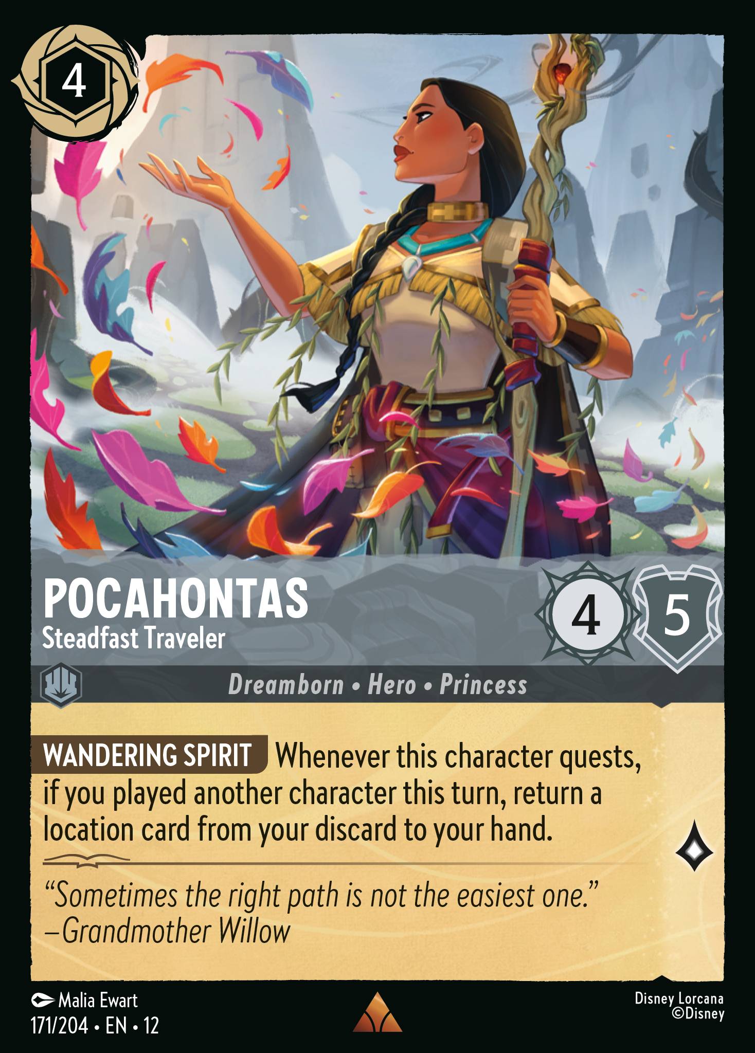Pocahontas — Steadfast Traveler Disney Lorcana card