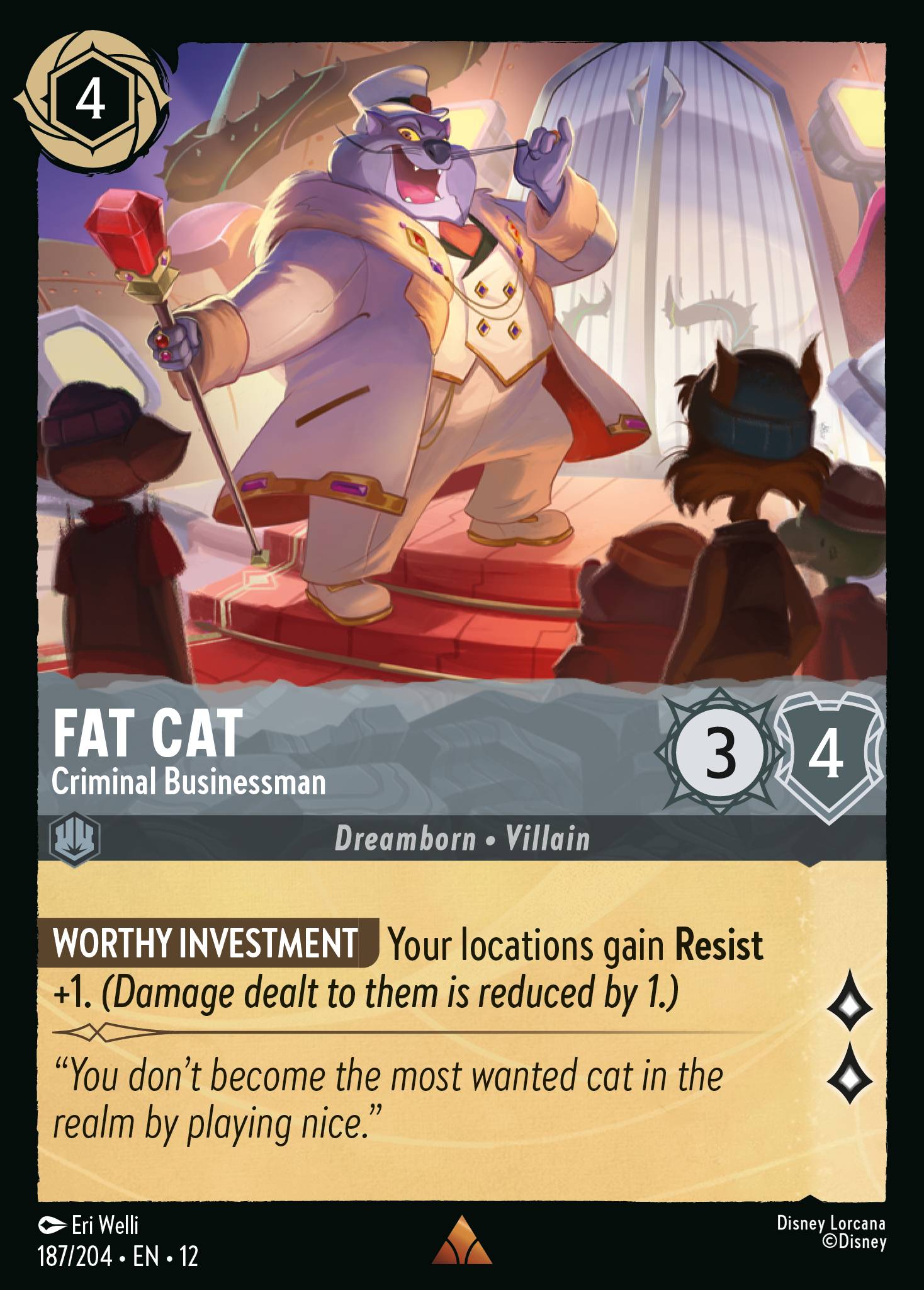 Fat Cat — Criminal Businessman Disney Lorcana card