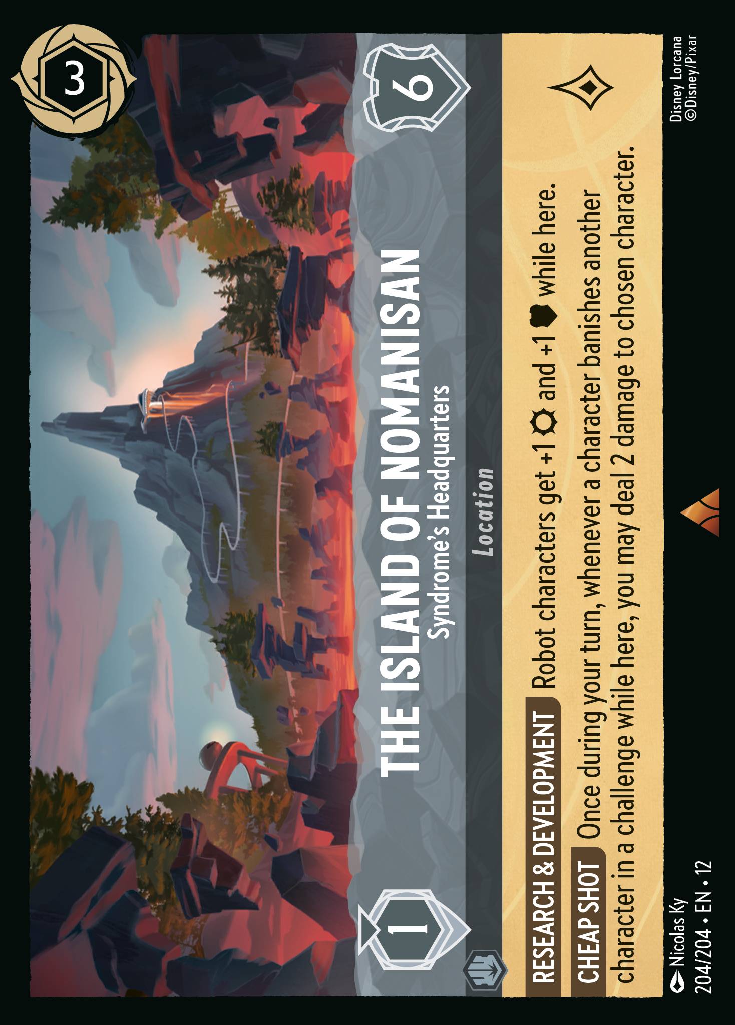 The Island of Nomanisan — Syndrome's Headquarters Disney Lorcana card
