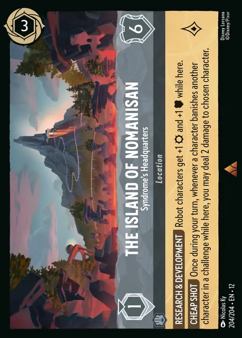 The Island of Nomanisan — Syndrome's Headquarters Disney Lorcana card